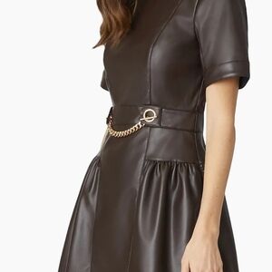 Elegant Brown Leather Dress